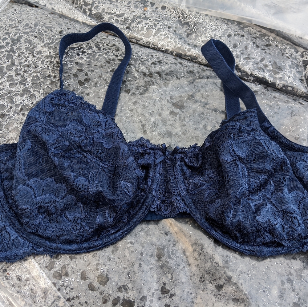 Women's Dorina Navy Blue Lace Wire Cup Bra 36DD